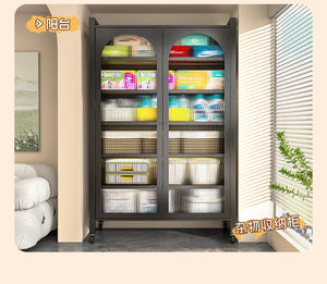 Support de rangement de cuisine multicouche sur pied avec ouverture de comptoir Armoire à vaisselle pour <span class=keywords><strong>four</strong></span> à <span class=keywords><strong>micro</strong></span>-ondes Chariots mobiles pour îlots de cuisine - Product Image 2