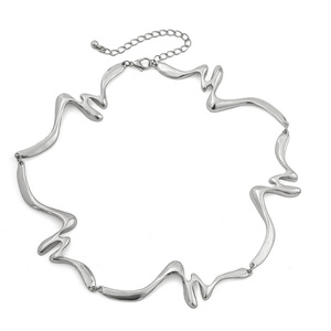 Irregular Fashionable Liquid Lava <strong>Metal</strong> Texture Water Corrugated <strong>Collar</strong> Frosty Wind Geometric Twist Design <strong>Gold</strong> Plated Necklace - Product Image 2