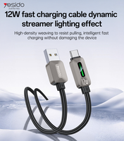 Câble de données USB vers Lightning Yesido 1,2 mètre 12W à charge rapide, compatible CarPlay, en alliage de zinc CA137L