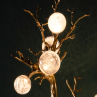Lampes de sol en cuivre pour la décoration du salon, motif de palmier en laiton, intercalées de boules de cristal, lampe de sol lumineuse en forme de planète