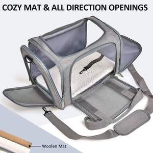 Sac de transport souple pour animaux de compagnie approuvé par les compagnies aériennes - Sac de voyage pliable pour chat et chien pour petits/ Moyens animaux jusqu'à 15 livres - Product Image 2