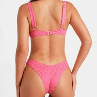 Ensemble de bikini 2 pièces recyclé pour femme, haut balconnet personnalisé, tissu jacquard rose rosé, avec armatures, décolleté carré et bas échancré