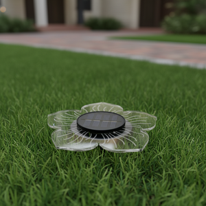 アクリル製花びら型ソーラーLEDガーデンライト、防水、ボタン式、単三電池/単四電池駆動 - Product Image 2