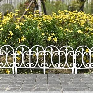 HUAZHIAI Medium White Picket Plastic Outdoor Fencing Decorative Garden Fence Panels Design Watering Flower Plant Edging Border