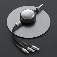 Kabel Usb 3 In 1 Yang Dapat Ditarik untuk Kabel Data Iphone untuk IOS/Tipe C/Android
