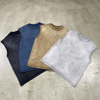 Débardeur sans manches en tricot vintage pour homme, couleur unie, épissage, logo personnalisable, coupe ample, haut de gamme, Europe, États-Unis