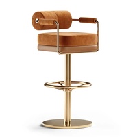 Tabourets de bar pivotants en velours de luxe, de haute qualité, minimalistes, en acier inoxydable, élégants, pour la maison, le bar, la cuisine, modernes