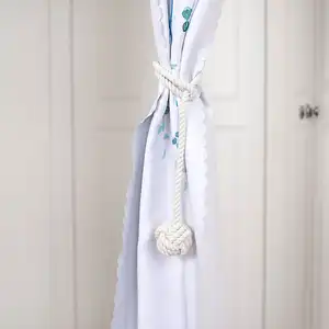 Porte-rideau Retenue Bois fait à la main coton corde torsadée avec beed mariage décoratif rideau cravate sac