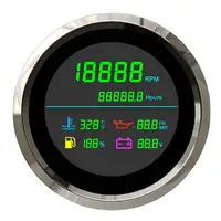 85mm LCD çok fonksiyonlu göstergesi takometre saat metre su sıcaklığı yağ basınç yakıt göstergesi voltmetre 6-in-1