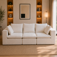 Sofa Modular 3 Dudukan Terkompresi dalam Kotak, Kain Lembut Busa, Kompresi Vakum, Perabot Rumah