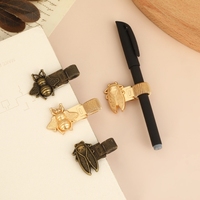 Porte-stylo créatif en métal antique motif insecte, en alliage de zinc, avec clip à ressort rétro, pour sac à dos, cahier d'étudiant et journal