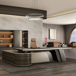 L hình hiện đại sang trọng quản lý Ông Chủ CEO văn phòng điều hành bàn với lưu trữ bên tủ đồ nội thất bảng thiết kế - Product Image 1