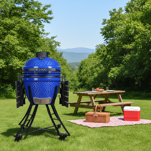 <span class=keywords><strong>Parrilla</strong></span> Kamado de Cerámica Auplex de 18 Pulgadas, Ahumador de Carbón para Barbacoa, <span class=keywords><strong>Parrilla</strong></span> para Cocinar al Aire Libre en el Jardín con Carrito de Hierro para Uso Doméstico - Product Image 1