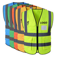 Gilet de sécurité réfléchissant haute visibilité pour hommes, en polyester et maille, avec poches et logo, pour travaux de construction et de sécurité