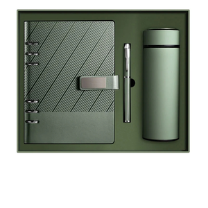 Giáng Sinh Quà Tặng Màu Xanh Lá Cây Da 6 Vòng Refillable Chất Kết Dính Máy Tính Xách Tay Kế Hoạch Nhật Ký Tạp Chí In Ấn Tùy Chỉnh Bút Và Chai Quà Tặng Gói - Product Image 1