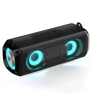 Popular BT 5.0 Speaker Colorido LED Speaker Portátil com Passivo Radiador Bass Booster Speakers