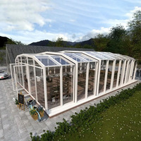 Nuoxin - Invernadero Moderno de Aluminio, Jardín de Invierno, Casa de Cristal para las 4 Estaciones, Techo Inclinado, Cerrado, Doble Acristalamiento, Vidrio Low-E 6063-T6, Villa