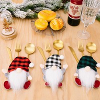 Porte-couverts Gnome de Noël, Pochette de Noël sans visage pour couverts, Sac de Noël pour couteau, fourchette et cuillère, Décoration de table pour fête à domicile