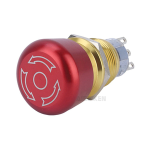 Bouton poussoir d'arrêt d'urgence en métal de haute qualité, tête de champignon rouge, 3 broches, 19 mm - Product Image 1