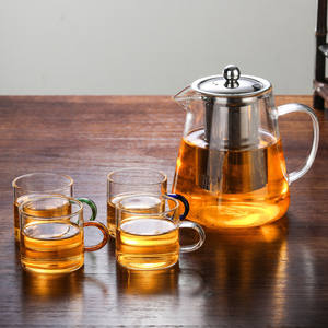 Factory wholesale thickened glass <b>teapots</b>, heat-resistant flower <b>teapots</b>, stainless steel filtering <b>teapots</b> and tea set sets - Product Image 4