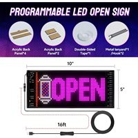 Enseigne LED ouverte 1034 x 534 avec contrôle par application Bluetooth pour affichage en magasin, bar ou bureau
