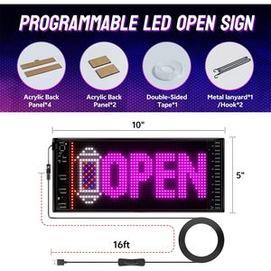 Letrero LED Abierto 1034 x 534 con Control por Aplicación Bluetooth para Tiendas, Bares y Oficinas - Product Image 6