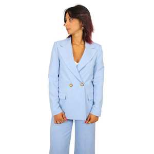 Women's Jacket Sky Blue Double Breasted <b>Blazer</b> Suit <b>Set</b> Formal Wear - Product Image 2