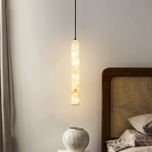 Lustre en marbre d'albâtre nordique de luxe <span class=keywords><strong>Suspension</strong></span> de <span class=keywords><strong>bar</strong></span> de restaurant de luxe avec bande lumineuse de tailles moyennes réglables en hauteur - Product Image 2