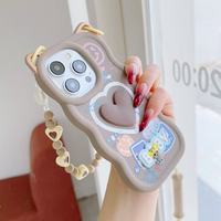 Étui de téléphone protecteur pour Tecno Camon 18, fabriqué par BAILI Factory, avec des accessoires mignons en forme d'oreilles de chat, bord ondulé, cœur 3D, dessin animé, chaîne de perles, bracelet