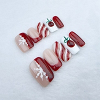 Uñas a presión estilo navideño cuadrado corto reutilizable fábrica al por mayor