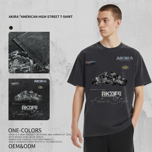 Camiseta Negra Lavada Estilo Futuro <span class=keywords><strong>Akira</strong></span> para Hombre, Oversize, 100% Algodón, Streetwear Retro, Gráfico de Anime Desgastado, Anti-Pilling - Product Image 3