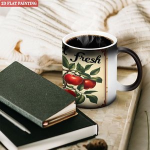Mug en céramique noir givré mat de 11 oz, activé par la chaleur, pour la consommation quotidienne du thé - Product Image 3