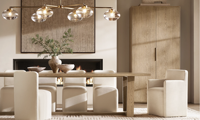 Ensemble de salle à manger de luxe au design contemporain, nouvelle arrivée Sassanid, table à manger rectangulaire Montecito à pieds en bois