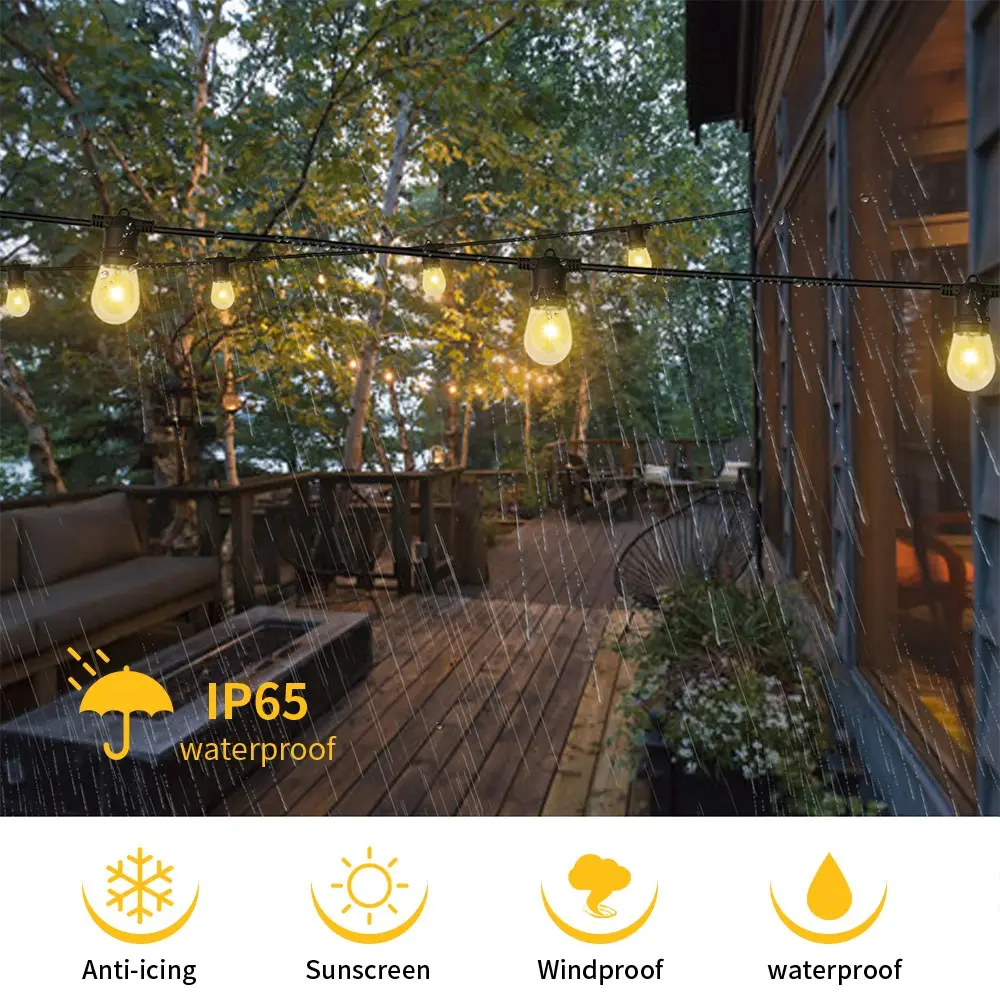 High quality Waterproof connectable outdoor 48FT EU plug edison bulb vintage led bulb e27 string light