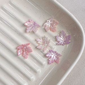 Hoja de arce colgante degradada en dos tonos con brillo subtil, nuevo accesorio para el cabello Hanfu DIY, material semielaborado para prendas tradicionales - Product Image 5