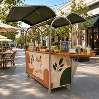 Chariot à boissons mobile personnalisé entièrement fermé et verrouillable, kiosque extérieur pour jus et café avec roues pour les stands de vente de nourriture de rue