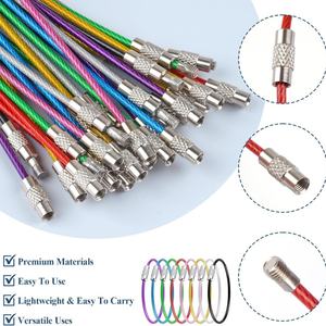 Llaveros de cable de acero inoxidable de 150 mm, anillas para llaves de cable de aviación para colgar etiquetas de equipaje - Product Image 3