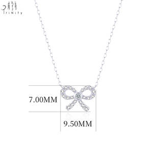 Collier pendentif en or massif 18 carats avec diamant naturel, forme nœud mignon, le plus populaire, pour femme, romantique, empilable, à porter sur la clavicule - Product Image 3