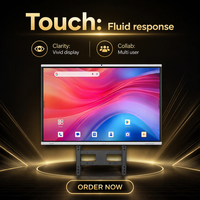 Layar Panel Datar Interaktif 4K UHD Papan Tulis Sentuh Android LCD All-in-One untuk Ruang Kelas