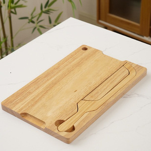Juego de cuchillos para pan de madera con tabla de cortar rectangular multifunción para uso en la cocina - Product Image 3
