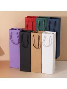 Personalizado Barato Impresso Logotipo Rosa Kraft Paper <span class=keywords><strong>Wine</strong></span> Gift <span class=keywords><strong>Bag</strong></span> Cordão para Vinho Champagne Whisky Bebidas Energéticas Promoções Artesanato - Product Image 4