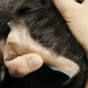 HZ004 parrucchino <span class=keywords><strong>uomo</strong></span> in pizzo e in PU Base Toupee India capelli umani parrucca per <span class=keywords><strong>uomo</strong></span> prezzo all'ingrosso pronto per la spedizione di pelle sottile di destra Design - Product Image 5