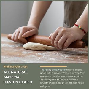 Hardwood Sturdy Handle Kitchen Utensil <b>Tools</b> Classic Wooden Rolling Pin for Pastries, Rolling Pin for Baking - Product Image 4