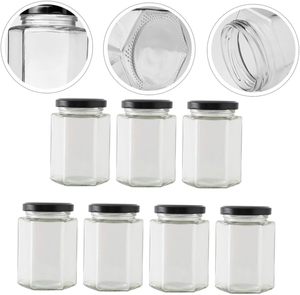 Bouteille hexagonale en verre de haute qualité, prix d'usine, vente en gros, 280 ml, 450 ml, 730 ml, pot à confiture ou à miel avec couvercles métalliques - Product Image 3
