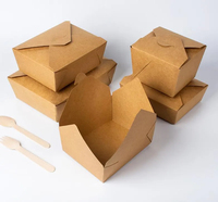 Conteneur à emporter personnalisé de 700 ml, boîte à poulet frit pour la restauration rapide, emballage alimentaire en kraft, plateau en papier jetable, bols en papier pour salade