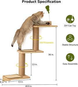 Étagères murales pour chats 3 en 1 Transformable Cats Scratching Post Wall Mounted DIY Kitten Walls <span class=keywords><strong>Jungle</strong></span> and Perch Platform Supplies - Product Image 2