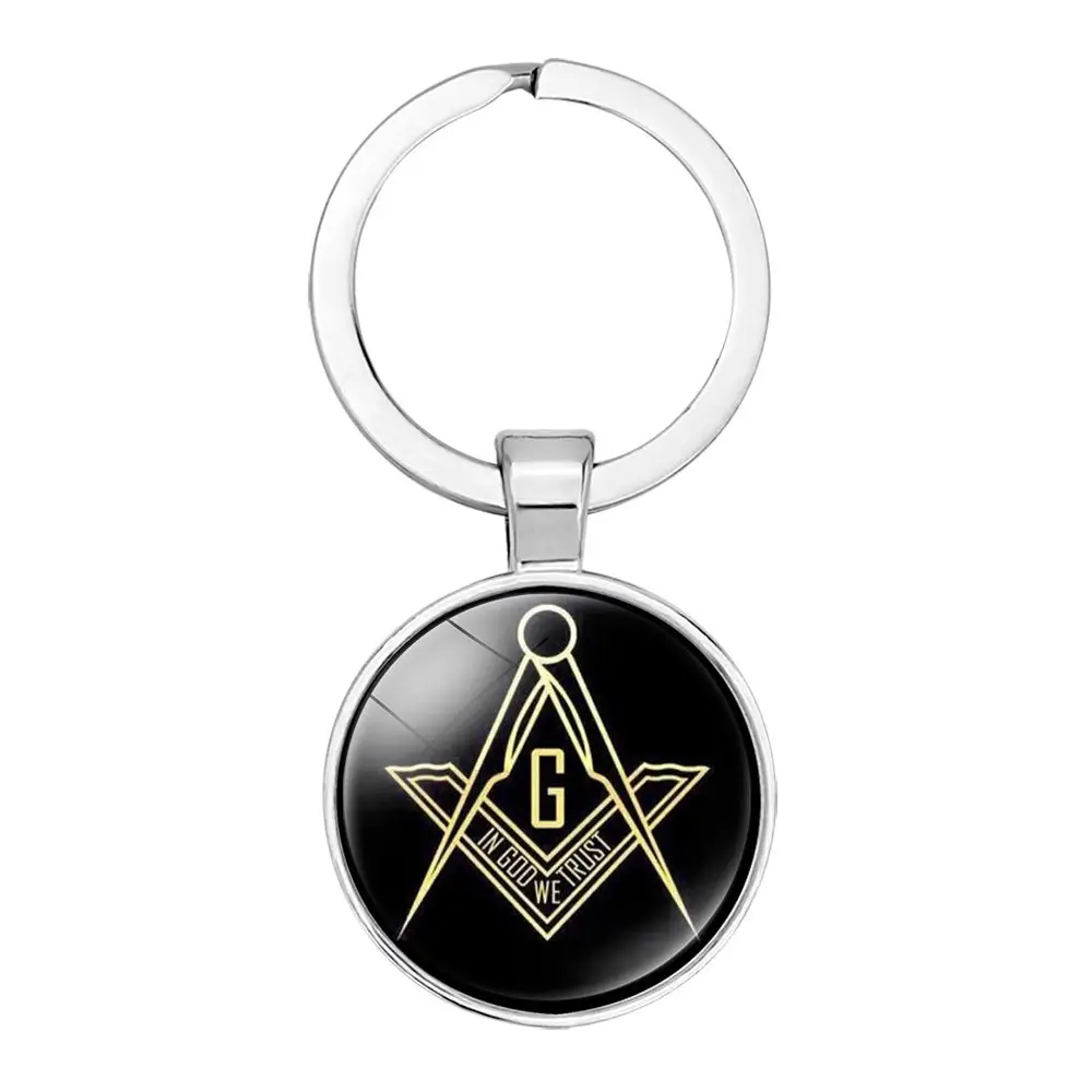 Customize logo Mysterious Masonic emblem time gem alloy key chain