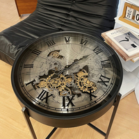 Table basse de salon avec engrenage d'horloge américain, style rétro, haut de gamme, petite table d'appoint, design luxueux pour petit appartement, séjour
