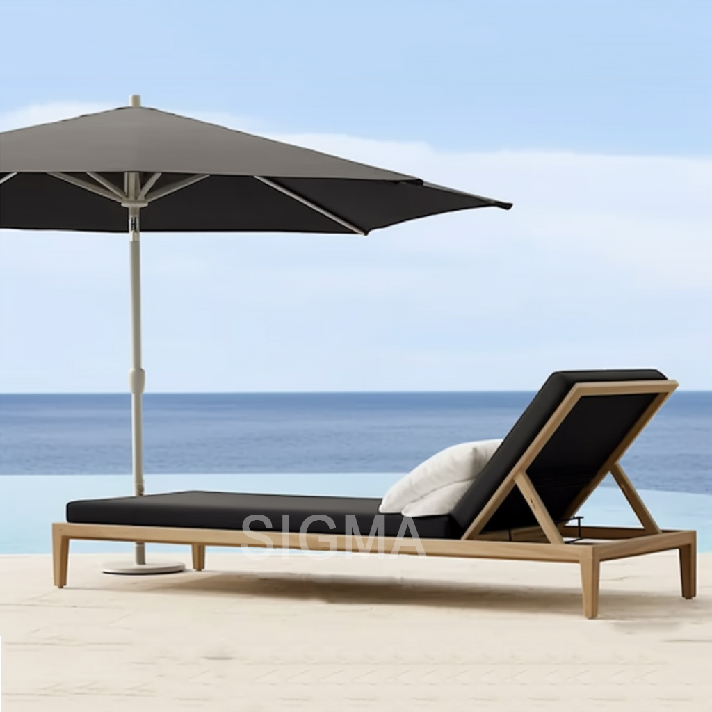 Sigma Latest Design Outdoor Teak Sun Lounger Luxury Chaise Lounge