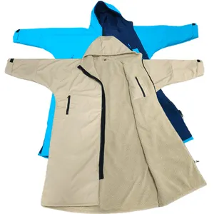 Unisex Swim Parka Jackets Waterproof Long Sleeves Surf Changing Poncho Fleece-lined Swim Parka Coats For Youth